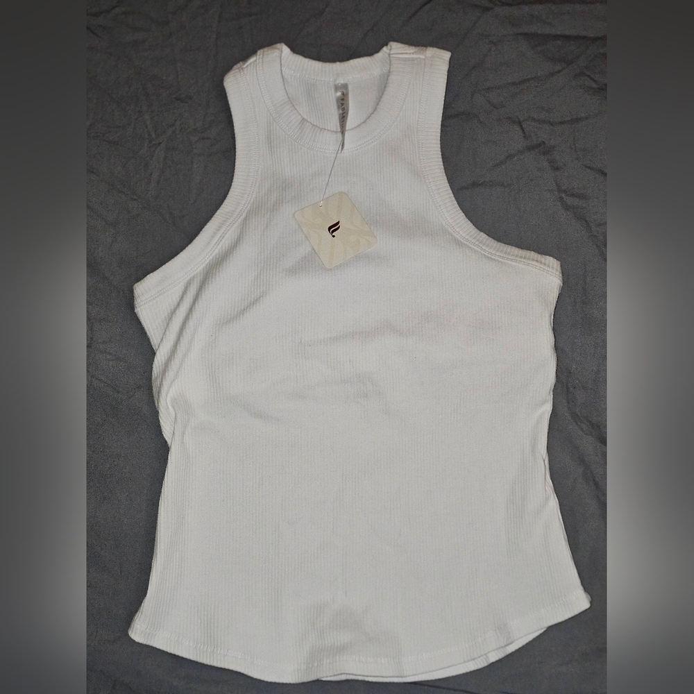 Fabletics White Ribbed Tank Top